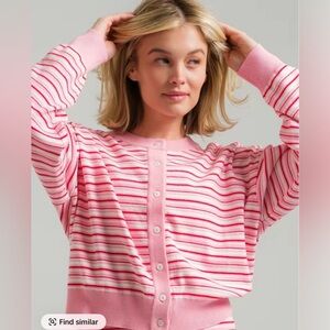 ACTA Wear Daily Cardigan Knit Valentines Release Hot Pink Combo Size M/L